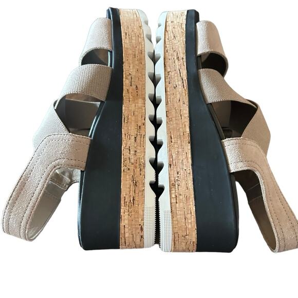Sorel Cameron Flatform Wedge Slingback Cork Platform Banded Straps NEW Size 9 - Picture 9 of 11
